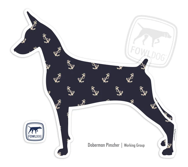 dobe dobby dobbie doberman sticker decal fowldog fowl dog anchor pattern