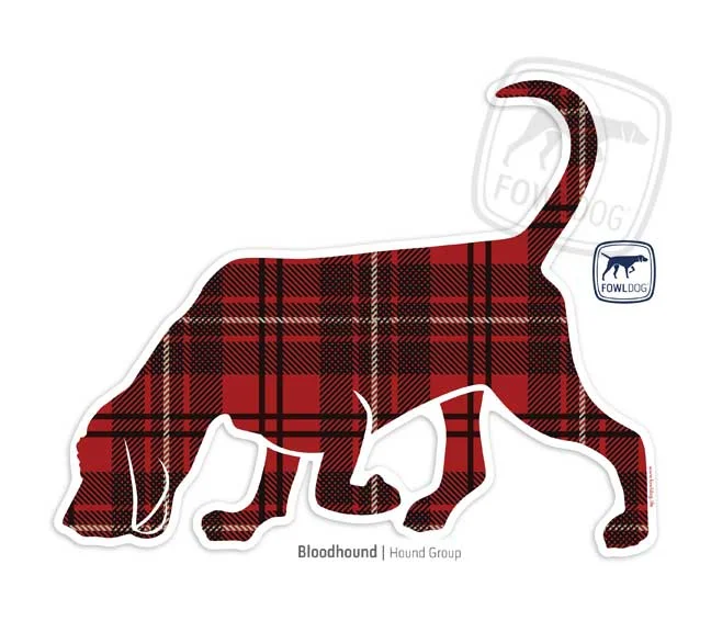Bloodhound dog breed Sticker red plaid sherlock