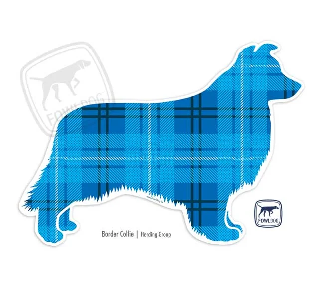 Border Collie Standing Decal - Plaid Pattern Fowl Dog Decal