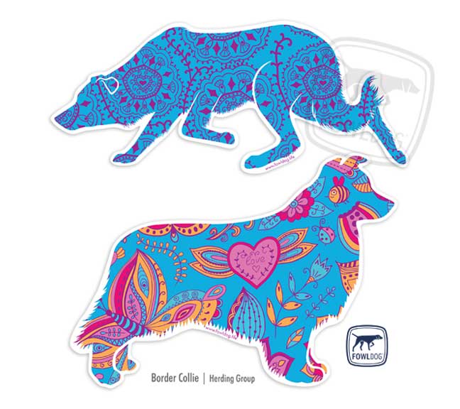 Border Collie Crouching and Conformation Decal - Love Morroco