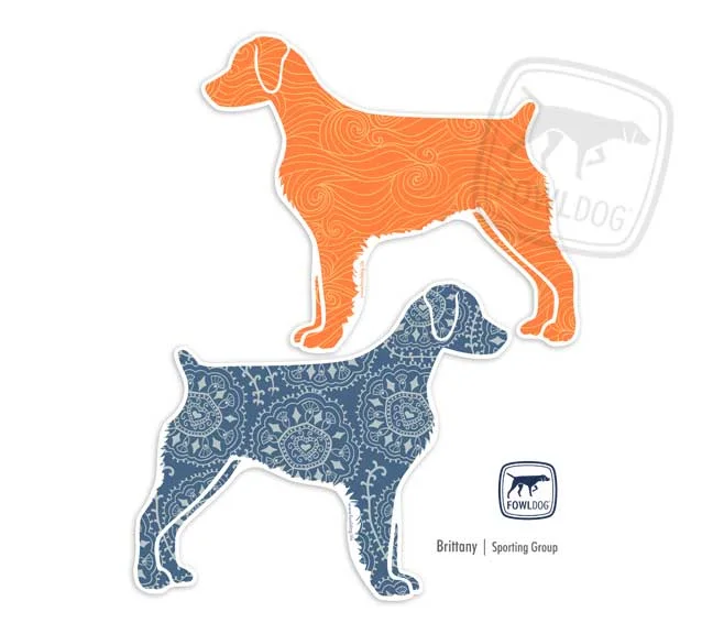 Two On One Blues Pattern Sticker dog breed Brittany