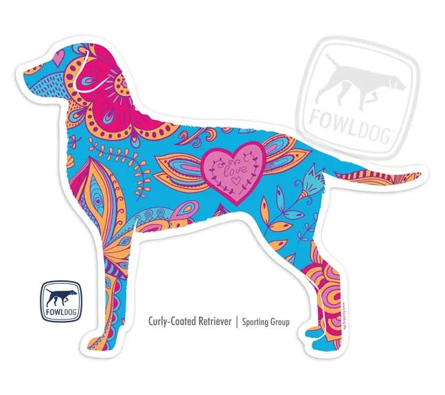 curly coat car decal curly-coated retriever window sticker dog breed gift for dog lover pattern color fowl dog