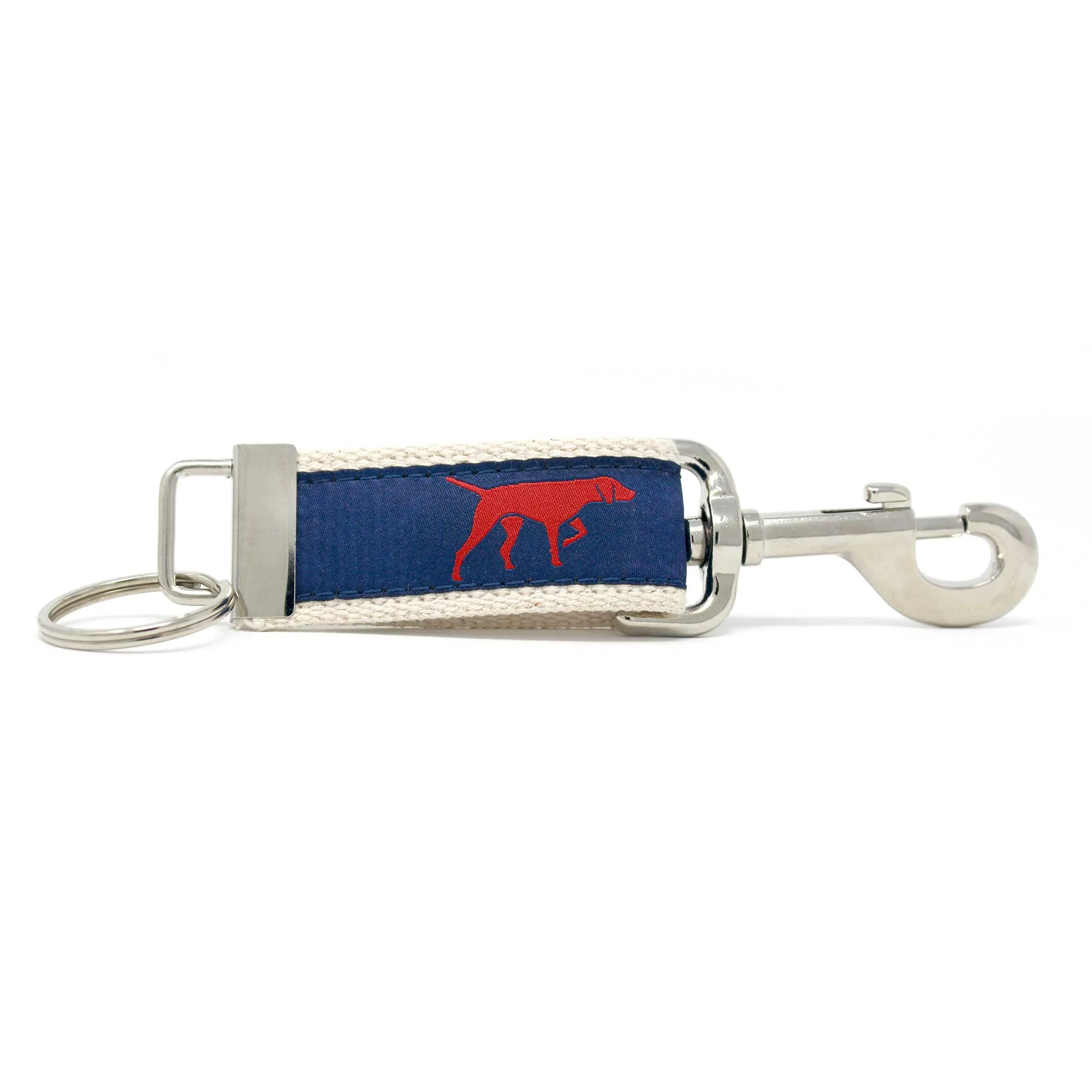 Fowl Dog Ribbon Key Fob Navy Onpoint made in USA Vizsla GSP