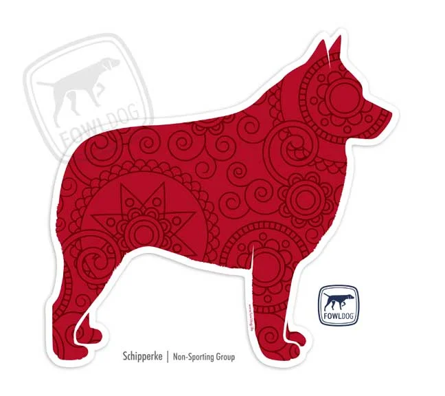 Schipperke decal car sticker color pattern lbd little black devil dog