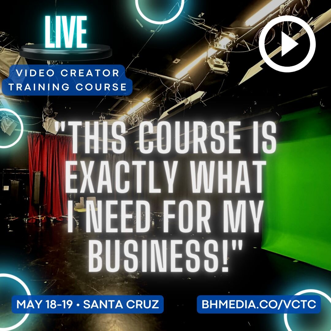 &quot;This course is exactly what I need for my business&quot;

-------- 
Learn video production live and hands-on in this experiential course May 18-19 in Santa Cruz.
✅  Build confidence in the camera
✅  Develop your authority online
✅  Get creative