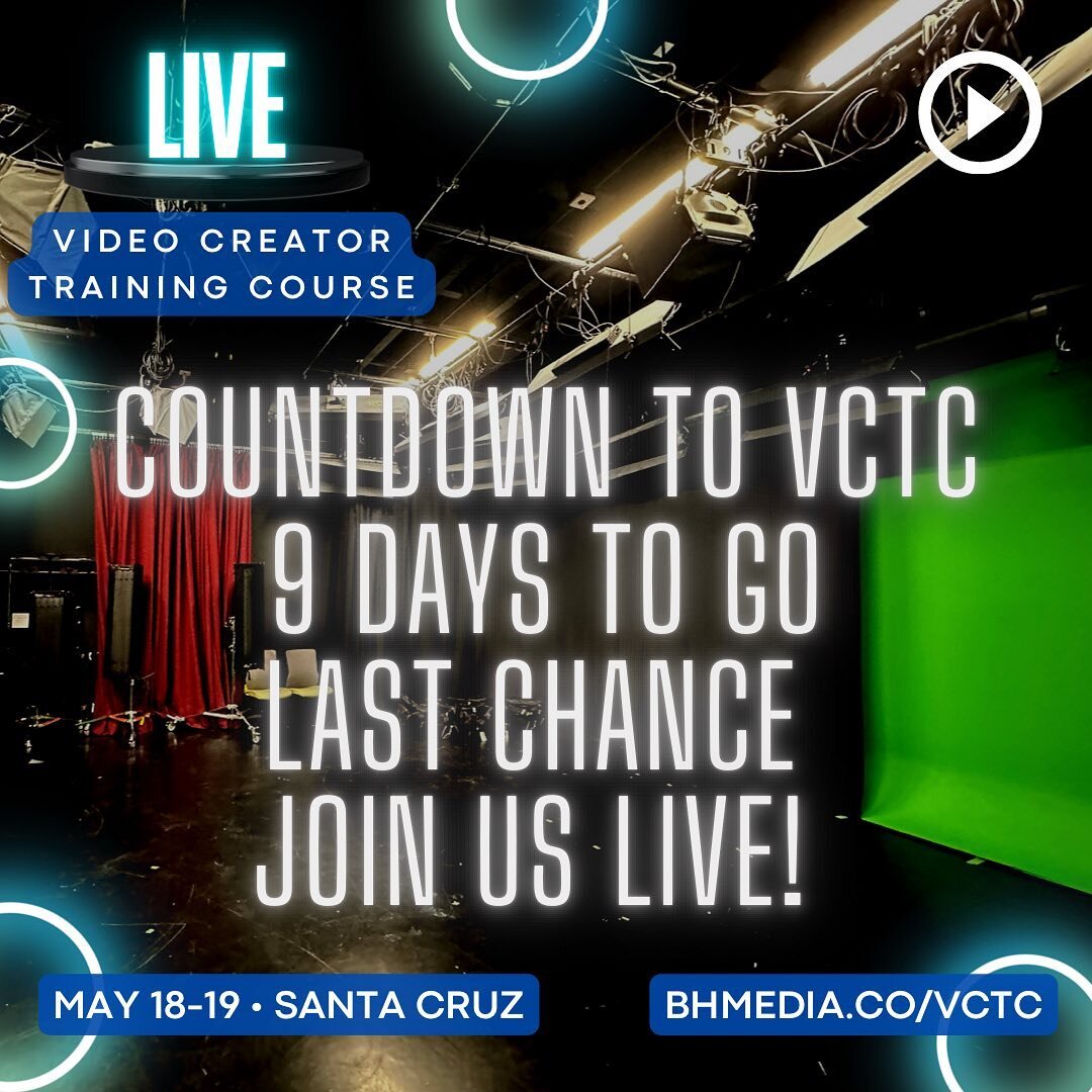 🔥 Countdown to VCTC now 9 days! 
Last chance to sign up this week for the LIVE in-person video experience with guide, Jared Brick. 
🔥 Gain Confidence
🔥 Learn Creative Skills
🔥 Develop Your Authority with Video

Now is your last week to grab a lov