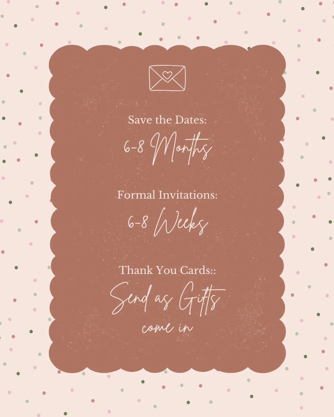 Just engaged? Save this. Here's your wedding paper timeline, from save-the-dates to thank-yous. 💌