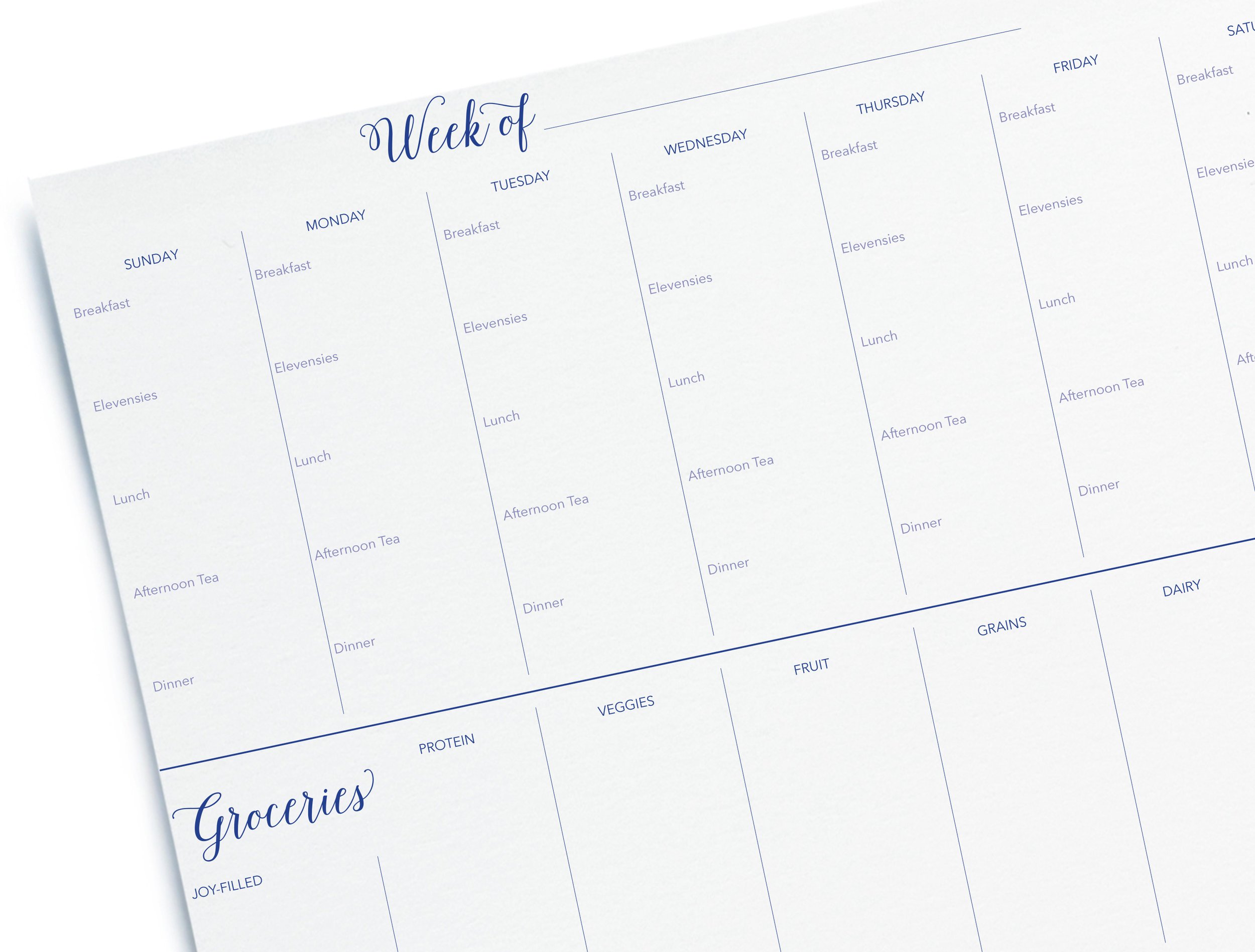 Meal Planning Menu Digital Download