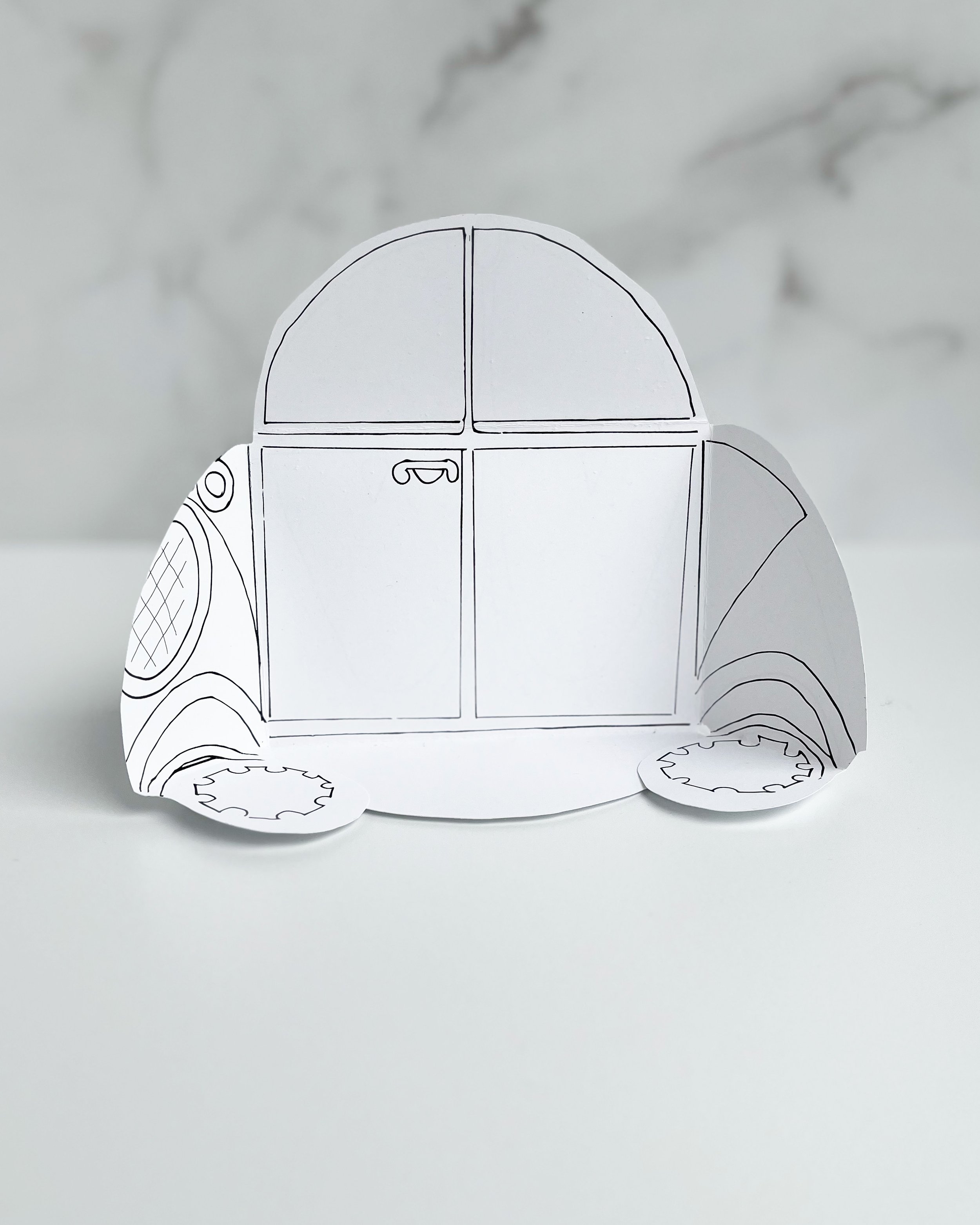 Color Your Own Bug Car Cutout Card