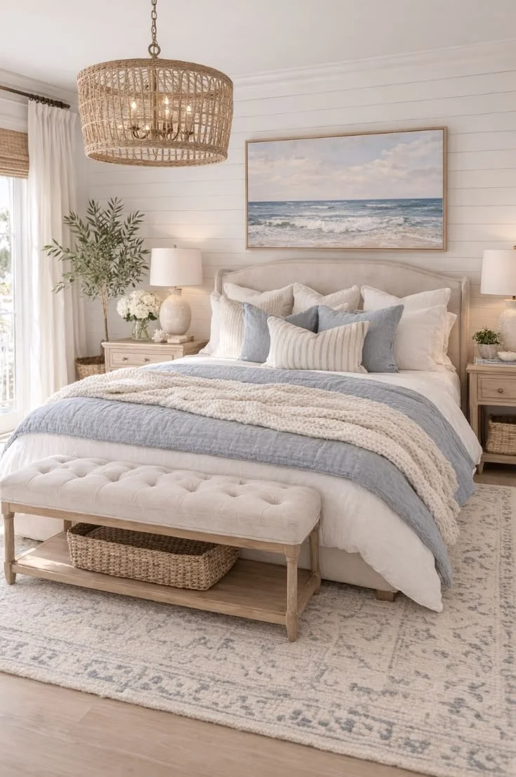 Coastal Inspired Bedroom decor for couples