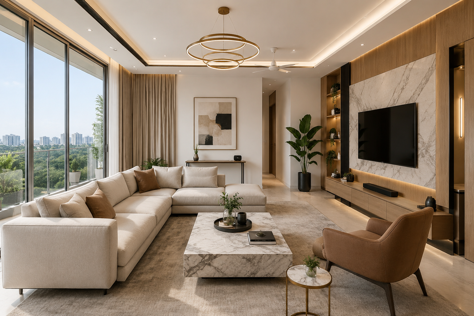living room interior design in Ahmedabad