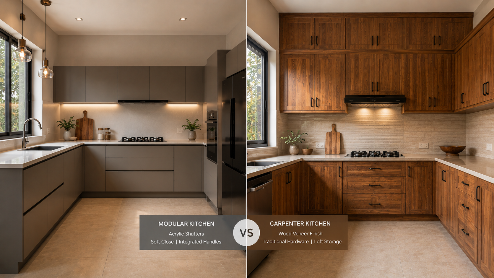 Modular Kitchen vs Carpenter Made Kitchen