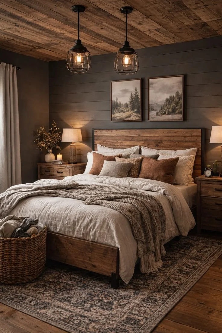 Rustic Modern Bedroom decor idea for couples