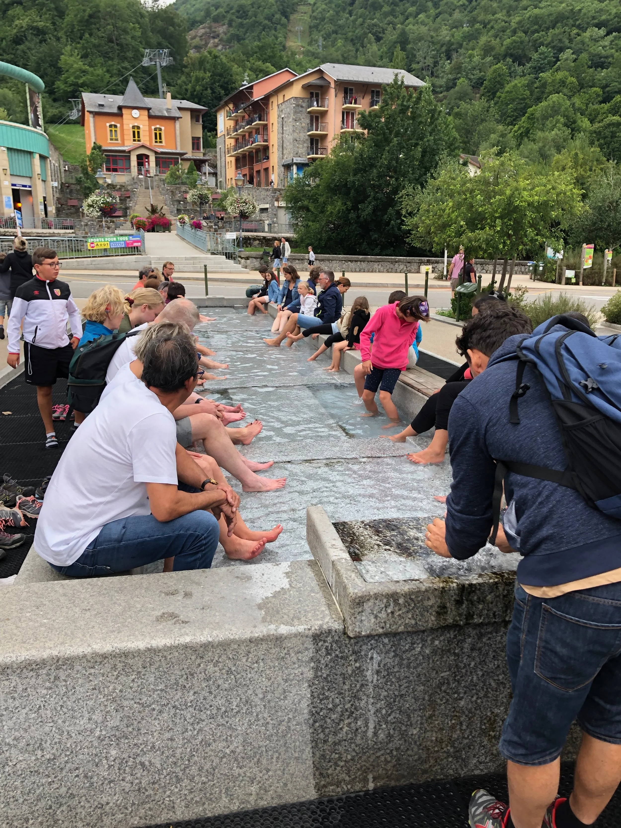 People taking some time to enjoy the hot springs at Ax-Les-Thermes, France