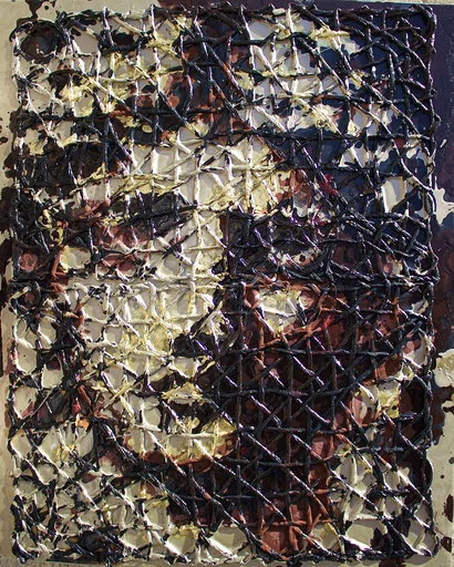 Drops on the Surfaces #3 enamel, varnish on metal panel 24 x 20