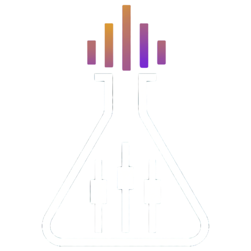 Illustration of a chemical laboratory flask with sliders and controls inside.