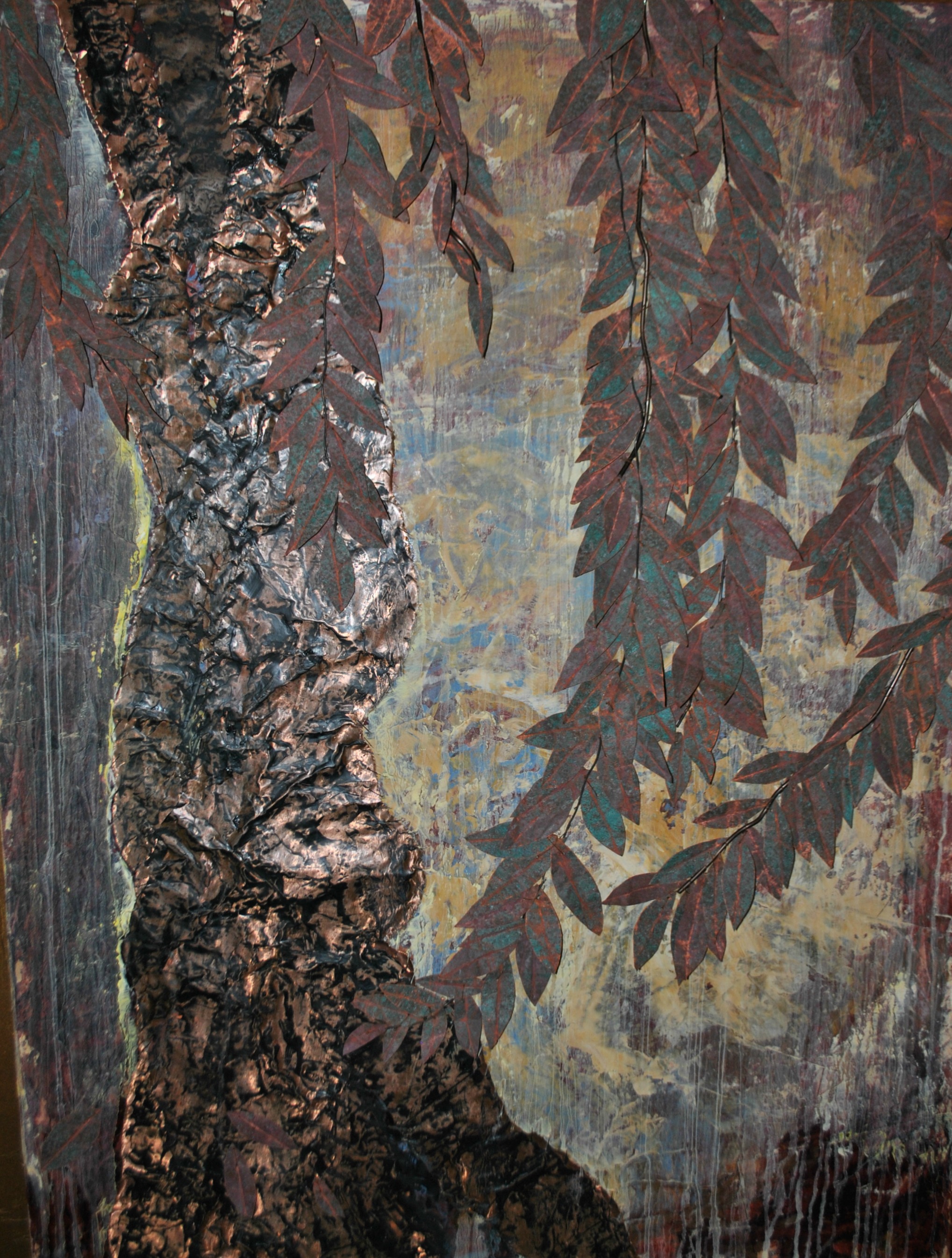 A Weeping Willow 24x36 Sewn Copper on Canvas Private Collection
