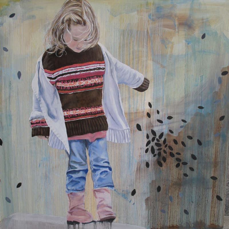 Precarious Childhood 48x48 Oil on Wood Available
