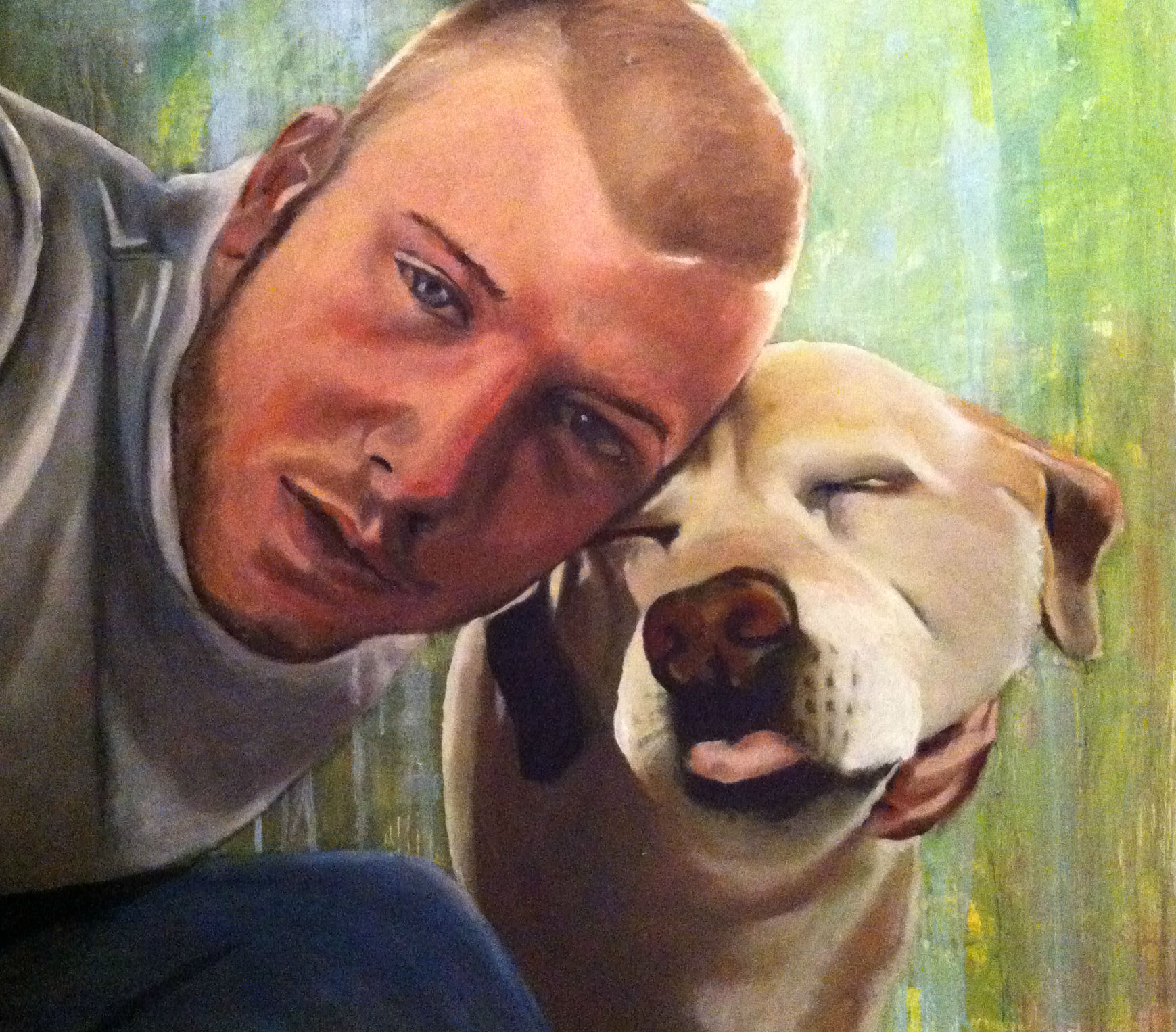 A Boy and his Dog 24x24 Commissioned for Private Collection