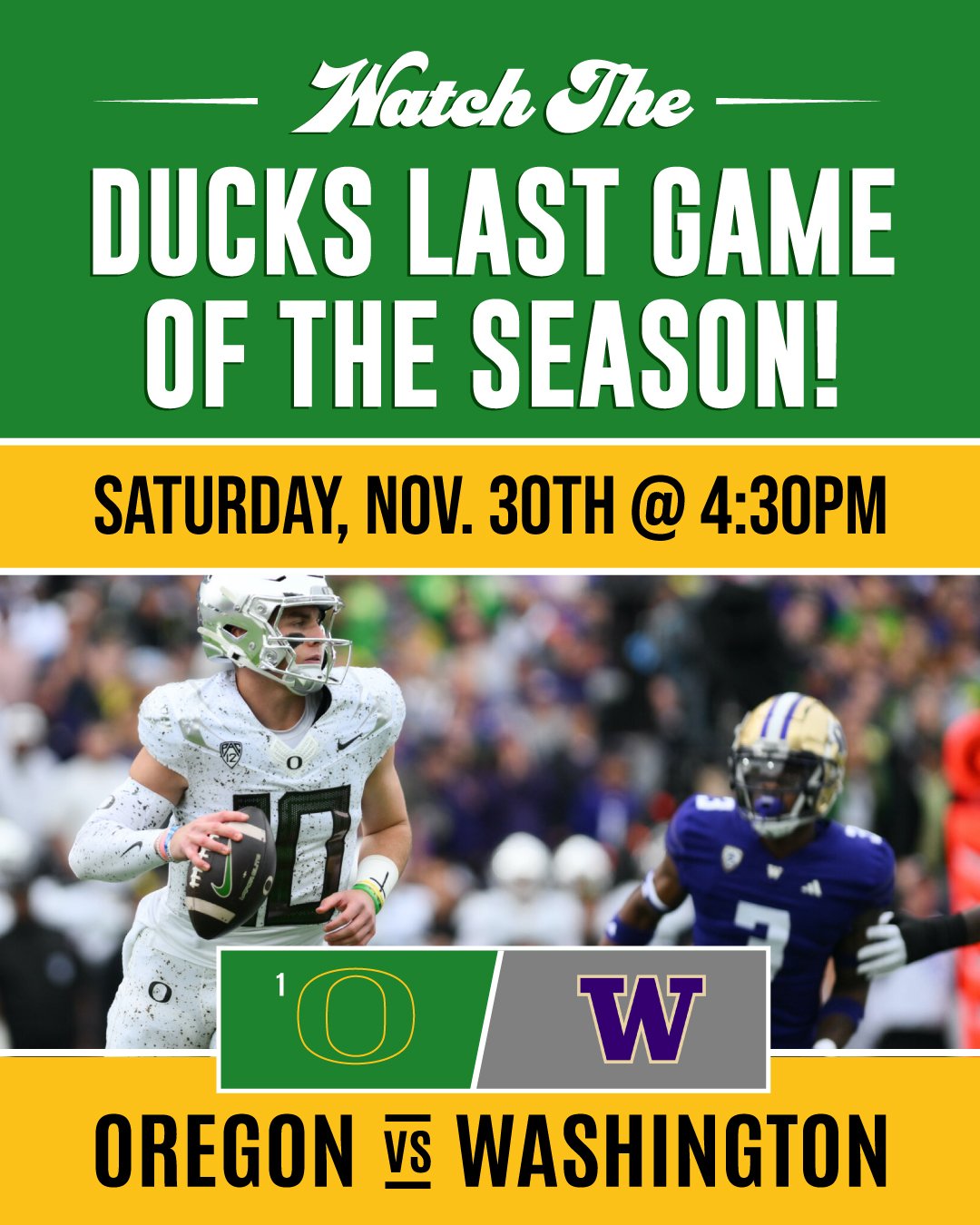 Ducks Fans, Let&rsquo;s Keep the Celebration Going! 🦆

After your Thanksgiving feast, head to Grand Central Bowl to cheer on the Oregon Ducks in their final game of the season! 🎉 Catch all the action on the big screens, enjoy delicious food and dri