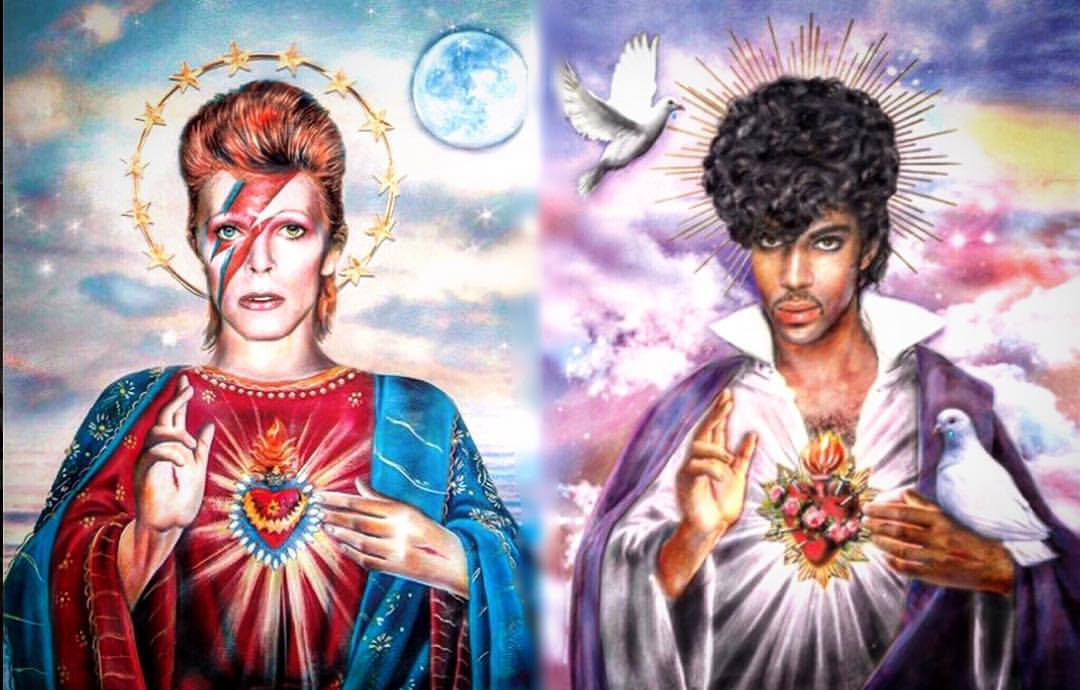 "Our saints of femme masculinity and fierce vulnerability." - stated perfectly by Facebook User Anastasia Hal Krylov . Gorgeous artwork by Scarlett River (check out her own beautiful creative work and store at): https://www.etsy.com/shop/DirtyLola
