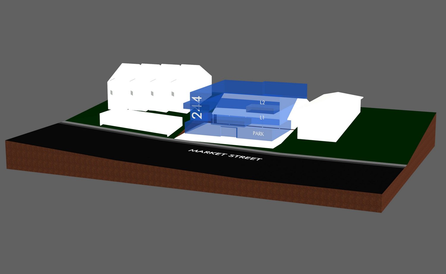 3D Massing Concept for Mixed-Use option
