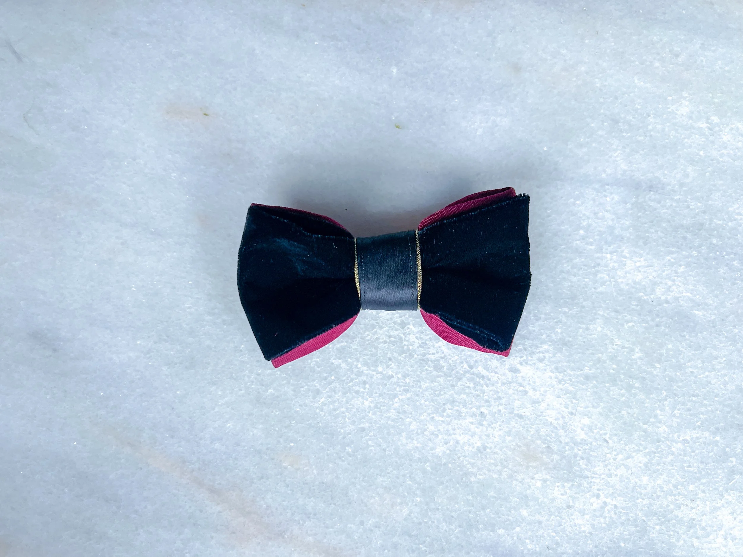 Garnet Sovereign Bowtie | a Black velvet bowtie with burgundy
