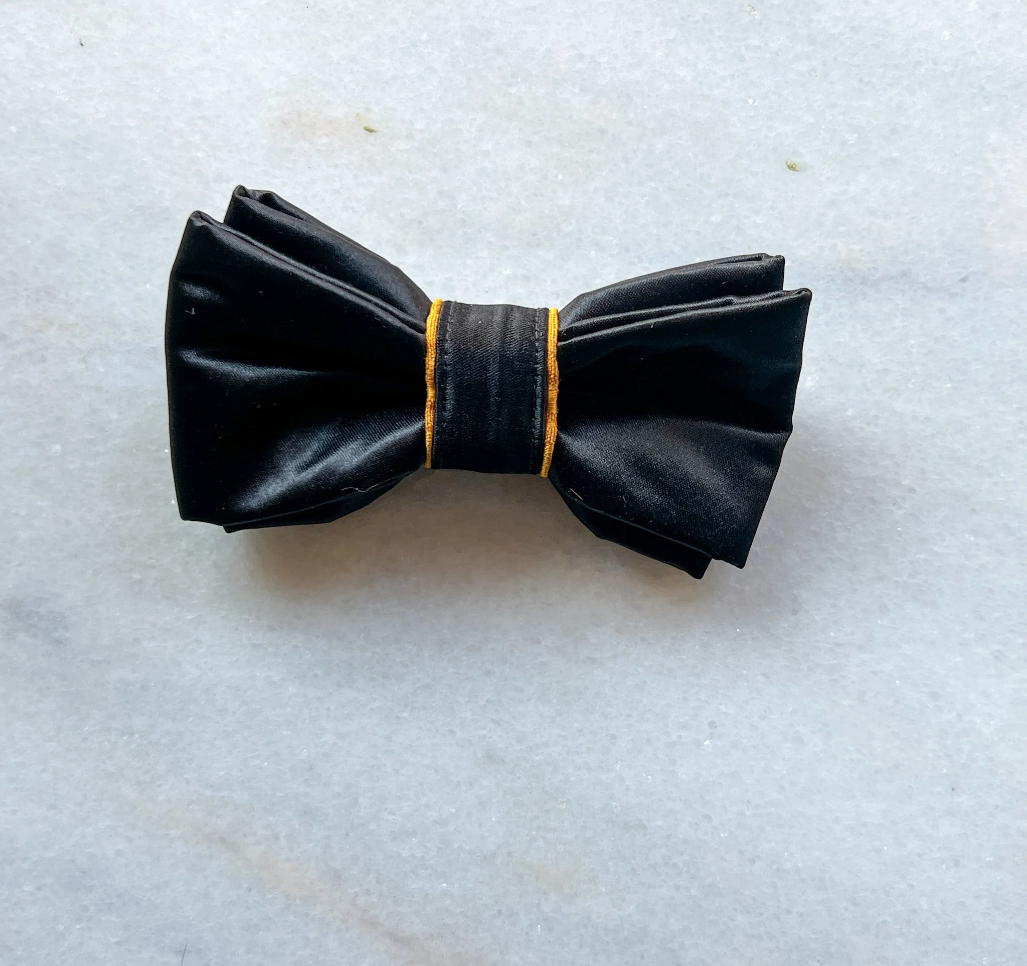 KNOTZLAND SIGNATURE BLACK  Satin + Gold BOWTIE