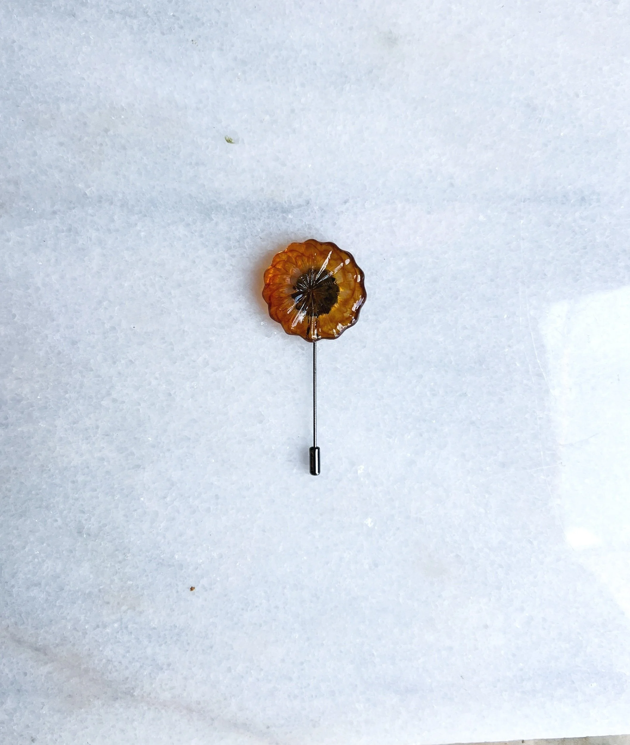 Amber Colored Glass Lapel Pin
