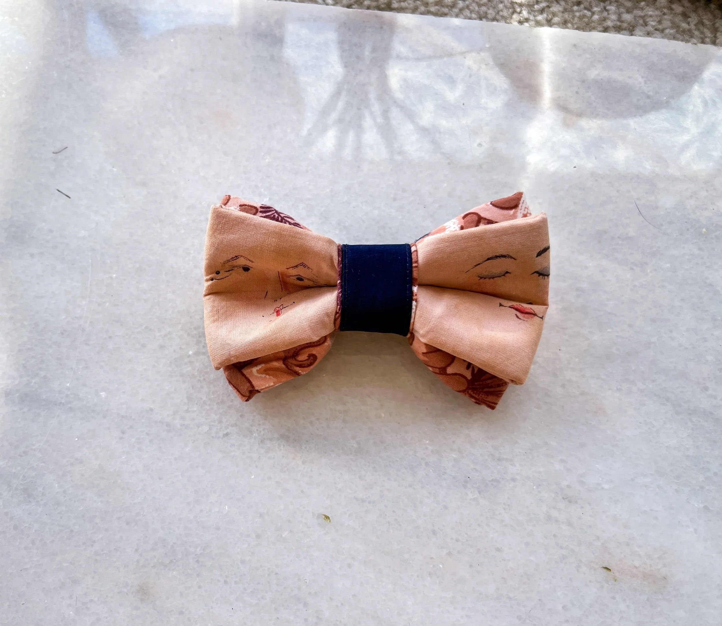 The Gemini I | Rare Vintage Cotton with coral and mauve fabric Bow tie