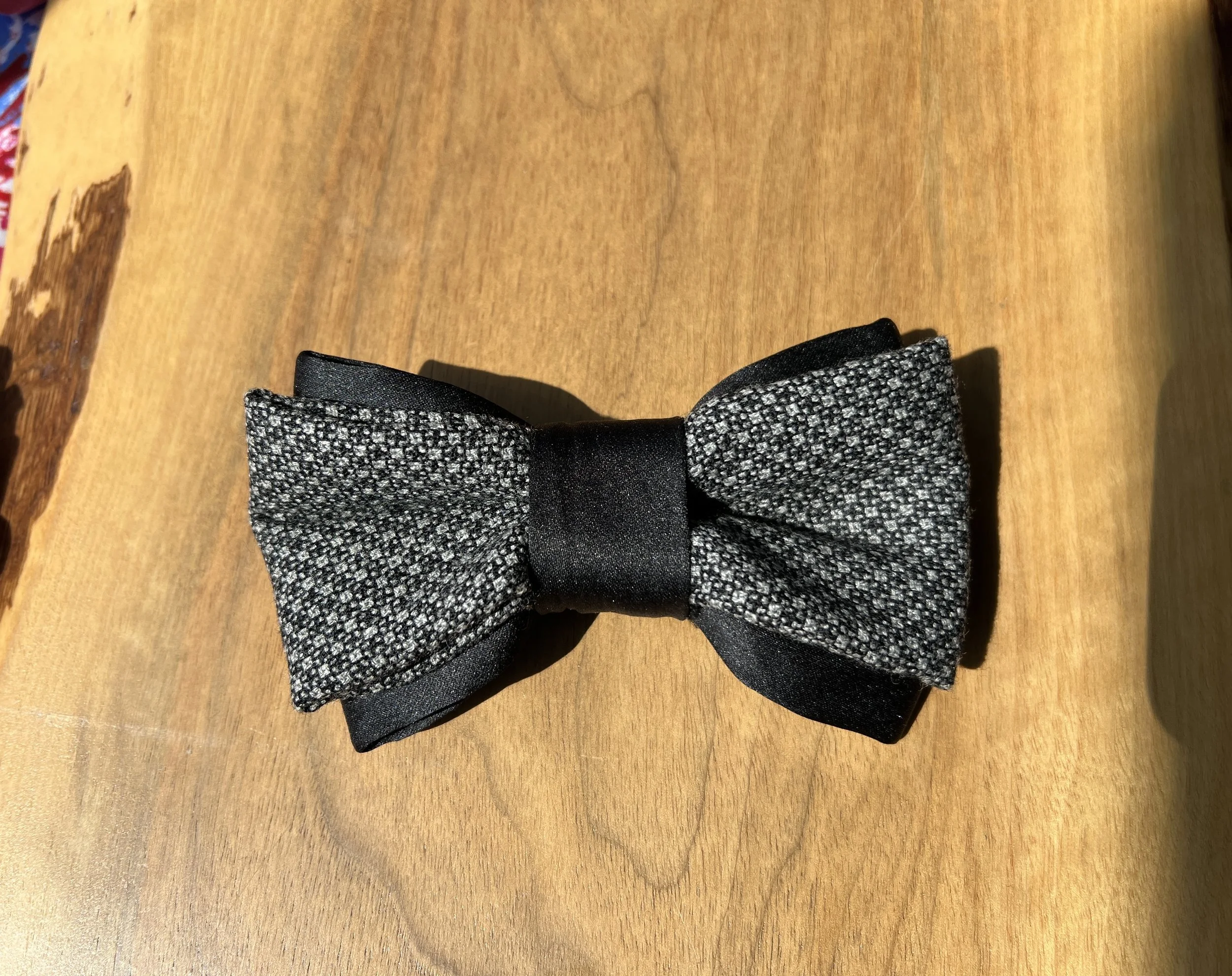 Midnight Elegance Tres| Black Satin & Knit Blend Bow Tie