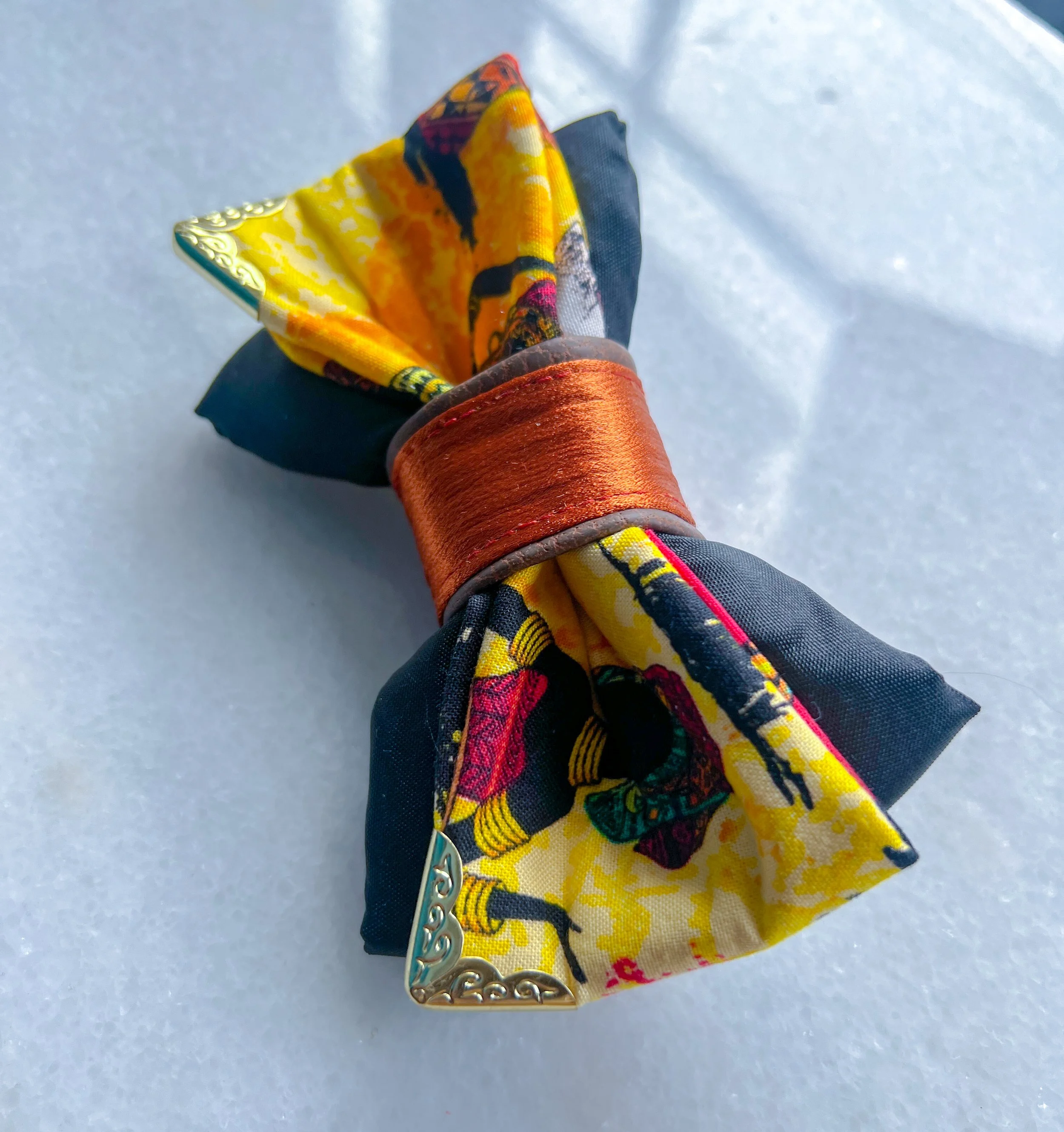 kwanzaa 2025 Bowties  yellow orange ethinic printed african.jpg