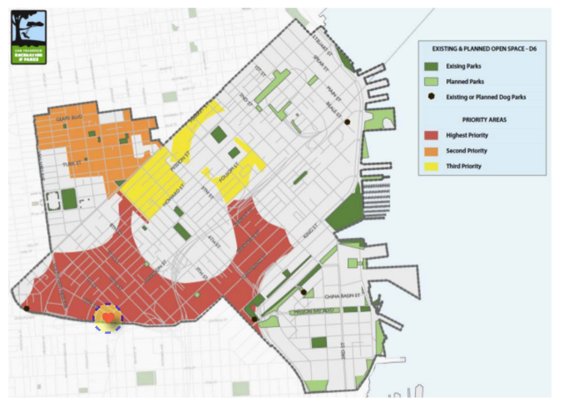 Western SoMa classified as the area of highest priority for new open spaces in District 6