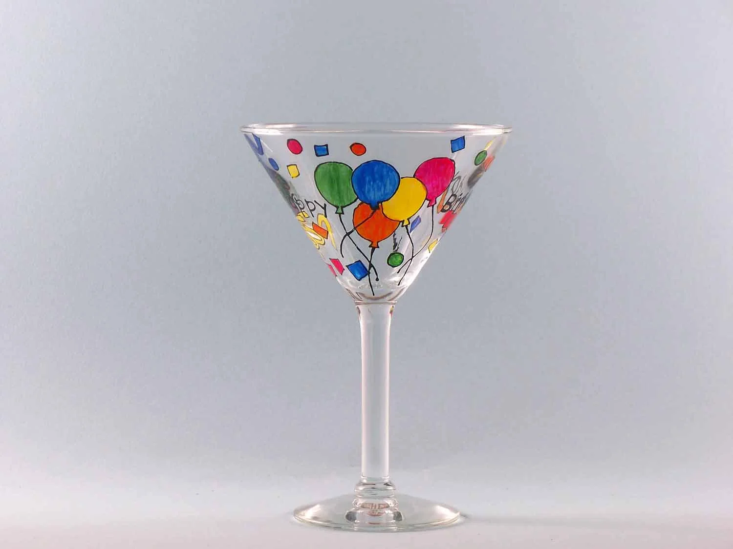 Birthday Martini Glass Hand Painted Personalized Gifts