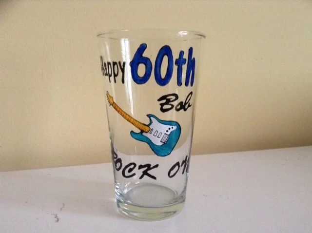60th birthday rock and roll glass