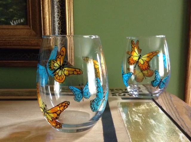 butterfly stemless teal orange