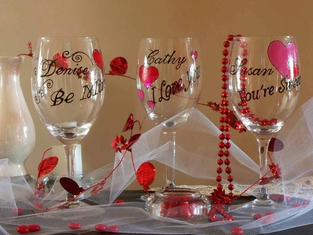 Valentine's Day Wine Glass - You're Sweet | Hand Painted Personalized Gifts