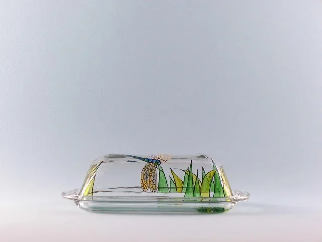 dragonfly butter dish