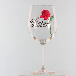 Red Rose Wine Glass | Mother 's Day Wine Glass | Personalized Mother's Day Wine  Glass | Hand Painted Personalized Gifts