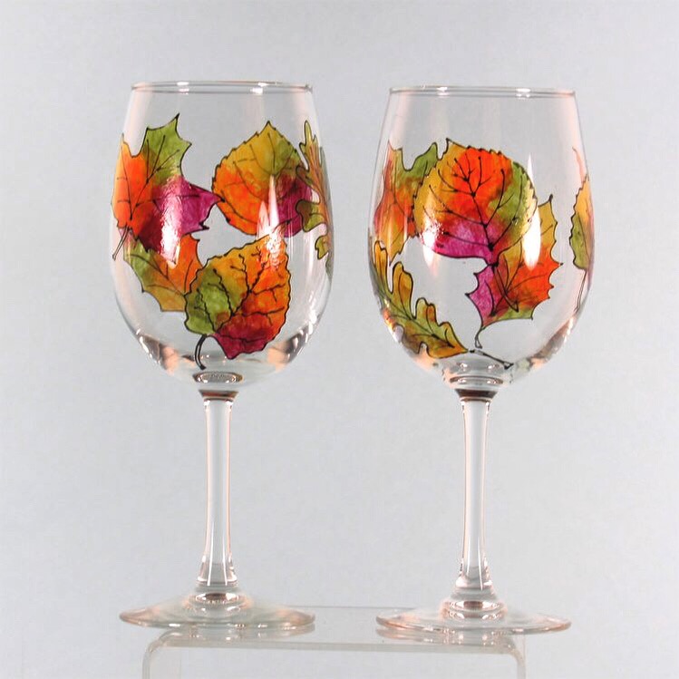 Fall Leaves Wine Glasses