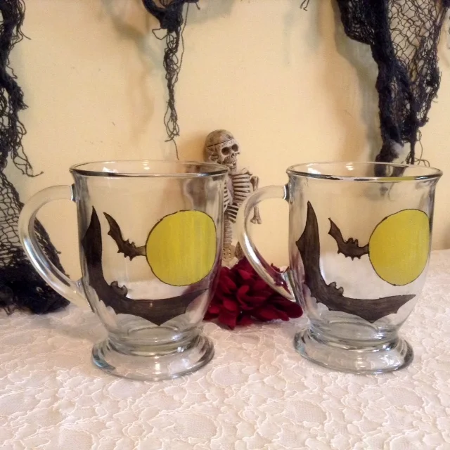 painted Halloween mugs