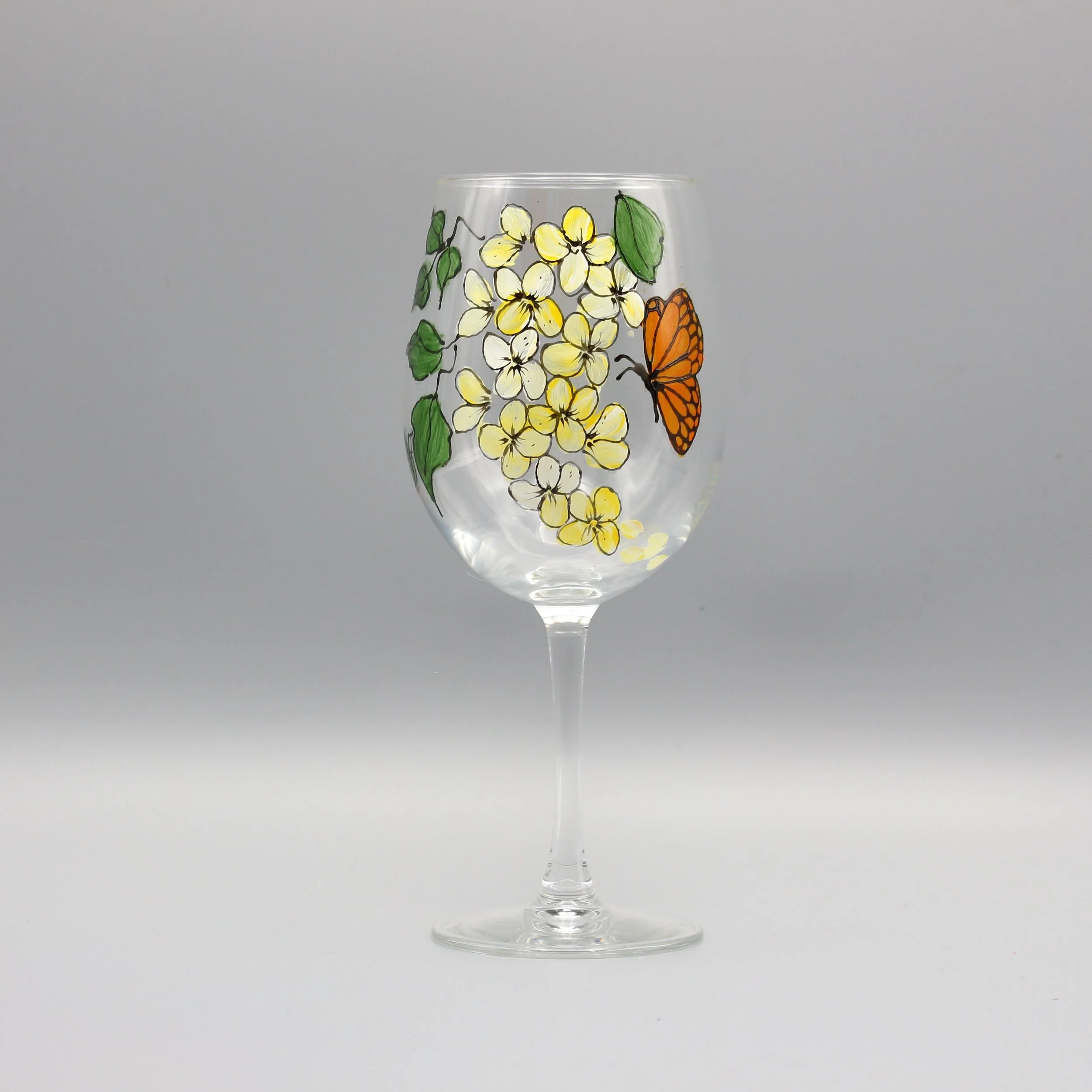 butterfly_and_flower_wine_glass_yellow