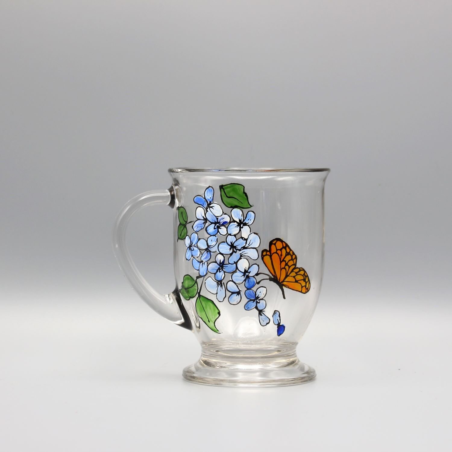 Glass Mug | White Flowers