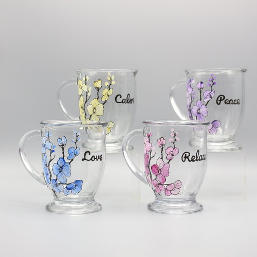 Hydrangea Stemless Wine Glasses, Set of Four