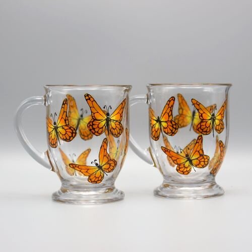 Nefelibata Monarch Butterfly Beer Can Glass Color Changing Iced Coffee  Glass 16 OZ Orange Butterflies Art Glass Mug Present with Lid Drinking  Straw