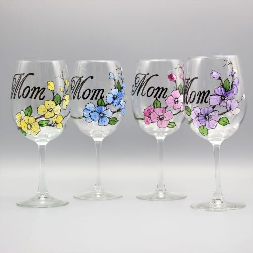Mother's Day Wine Glass | Gift For Mom | Sold Separately | Hand Painted  Personalized Gifts