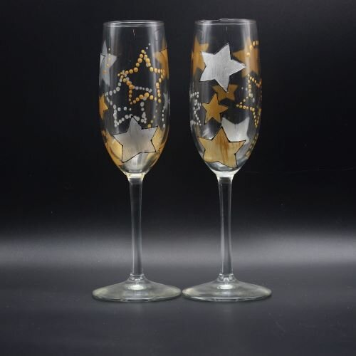 Custom Night Sky Champagne Flutes - Well Told
