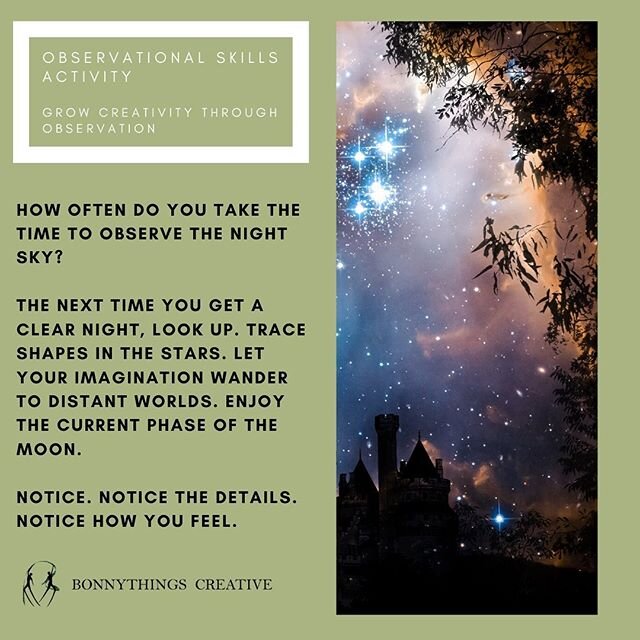 Back in the fall, when I was posting more frequent creative activities and prompts, I talked a lot about 'intentional observation'. This is the idea that creativity can really only flow when we are paying attention to life as it flows around us. Insp