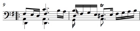 BWV 1007, Sarabande, mm. 9-10