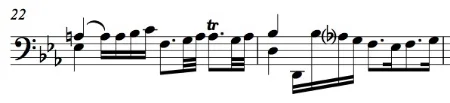 BWV 1011, Allemande mm. 22-23